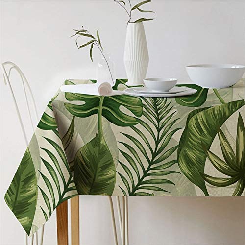 NOBRAND Plant Leaves Tablecloth Linen Waterproof Tablecloth Fresh Home Coffee Table Tablecloth Stain Dust Proof Cloth Decorative Table Cloth (Color : H, Size : 140 * 240cm)