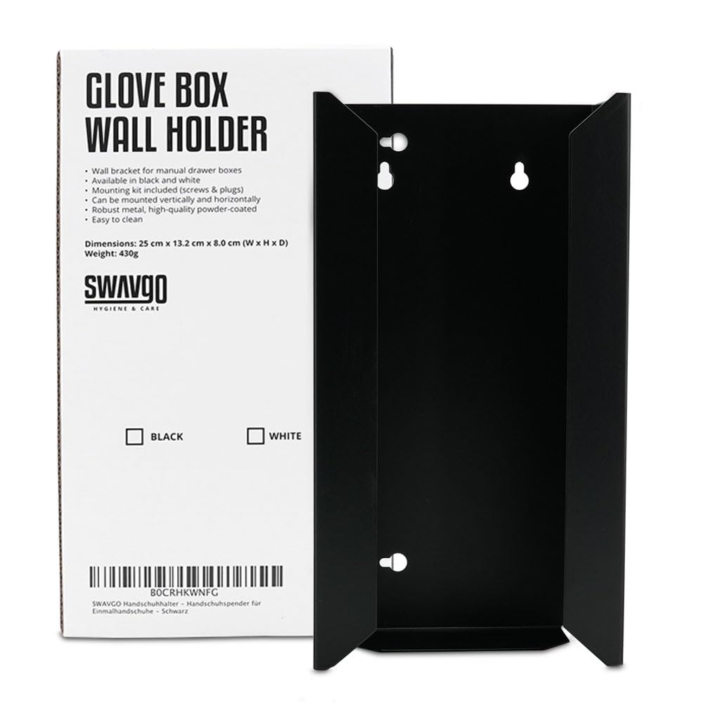 Soporte para guantes - Dispensador de guantes desechables - con soporte de pared (negro)