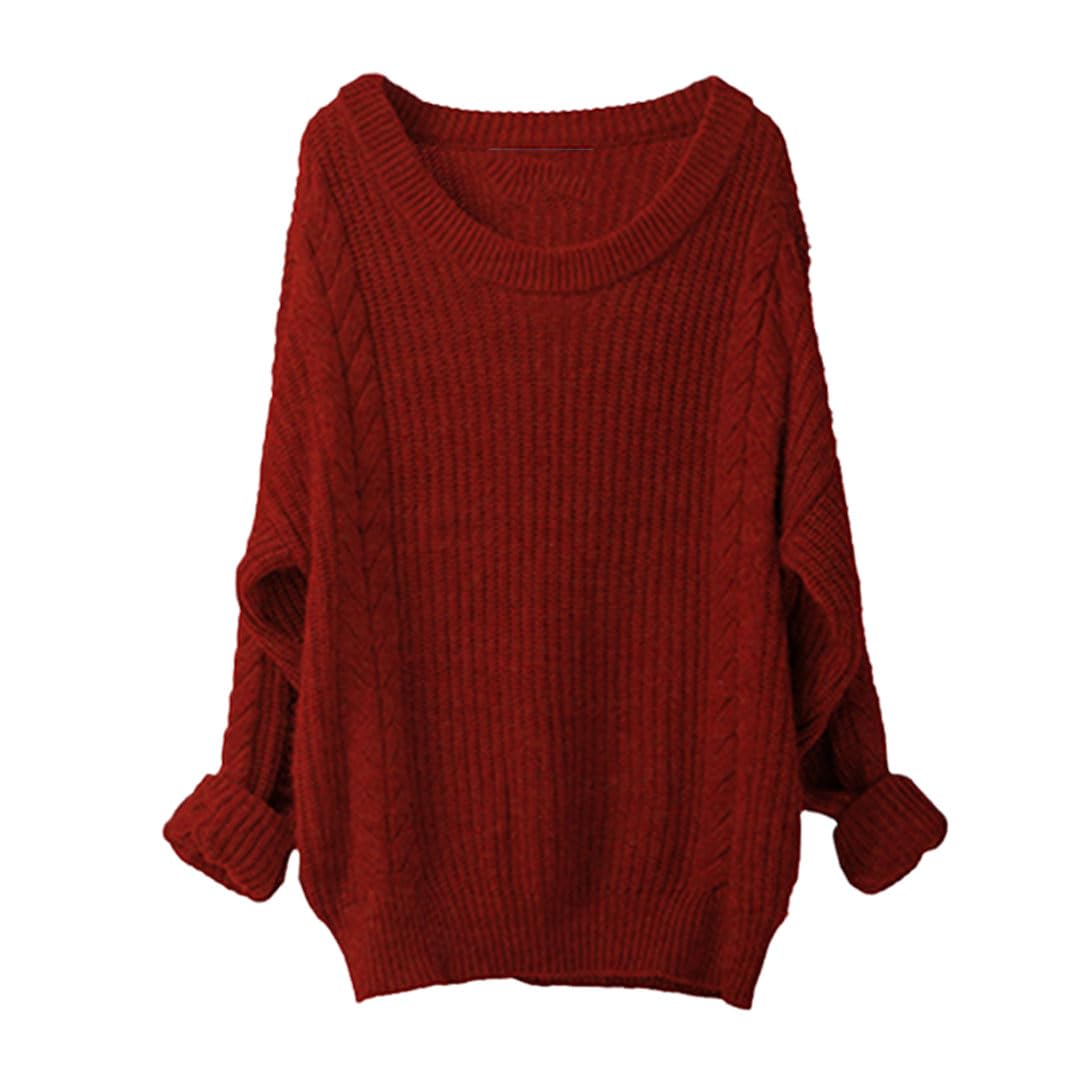 Vogrtcc Top da Donna in Maglione Pullover Lavorato A Maglia Girocollo Oversize A Maniche Lunghe