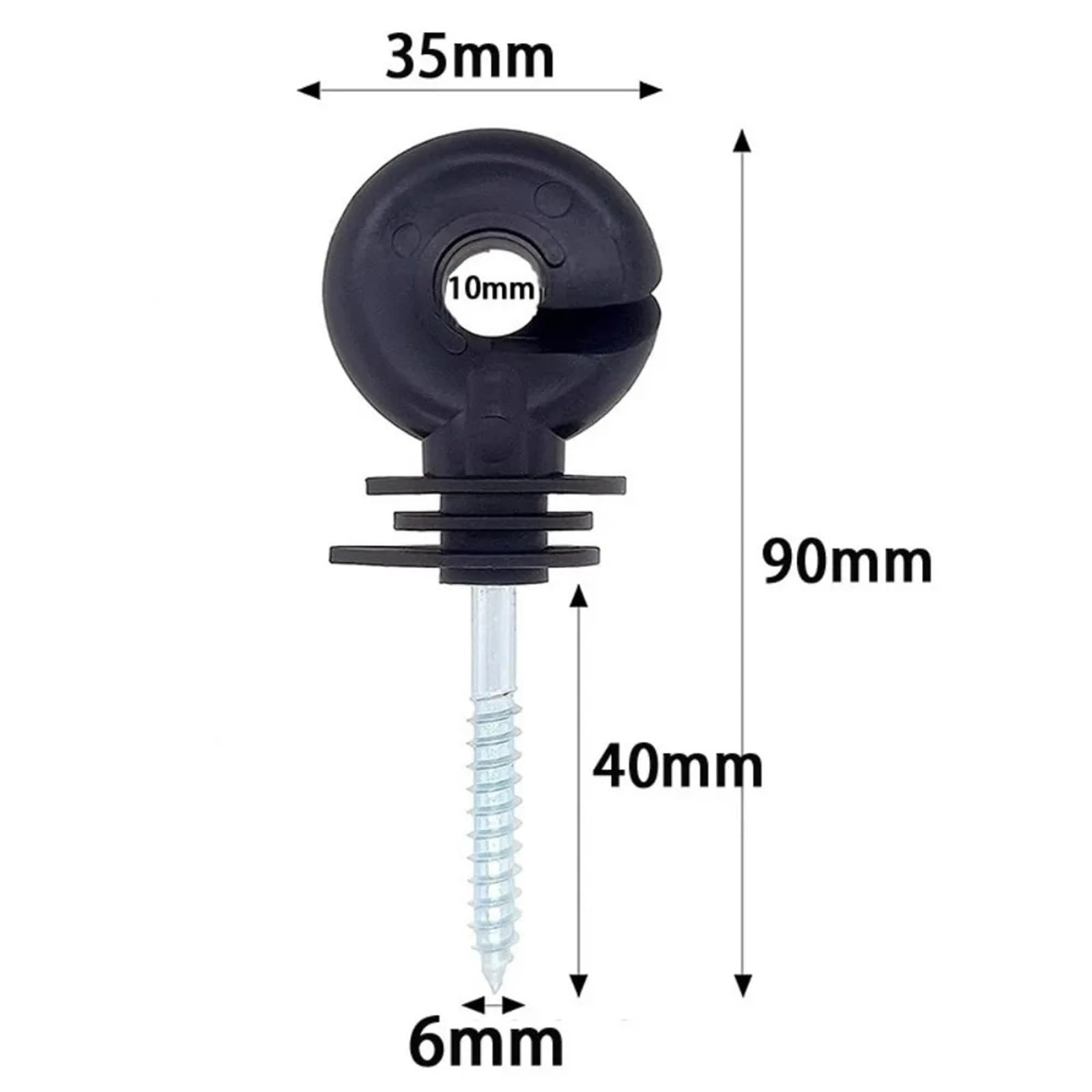 Isolatori Per Recinto Elettrico Chiodo isolante for traliccio for recinto elettrico autofilettante for collegamenti cavi for pascoli for allevamento di bestiame(Black 30pcs)