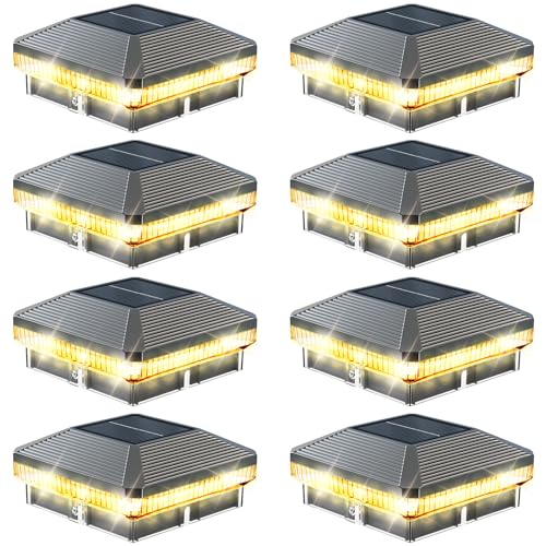 Image of 8 Pack Solar Post Cap Lights Outdoor, Brighter 40 LEDs with 3 Modes, Waterproof Deck Fence Post Lights Solar Powered for 3.5x3.5 and 4x4 Wood /Vinly Posts