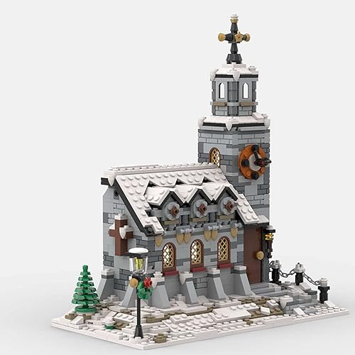 Miniatura 3 de Little Winter Church Building Model Toy compatible con Lego, casa modular, cabaña de cabaña, construcción impresionante, exhibición para niños y
