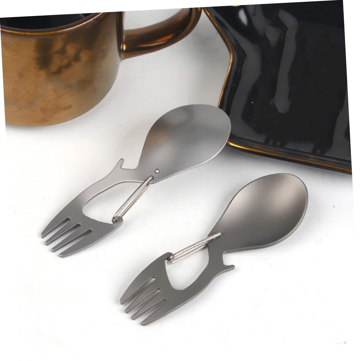 VANZACK 5stücke Camping Spork Multi-tool Tragbares Faltbares Mit Flaschenöffner Für Outdoor-aktivitäten Leicht Und Für Picknick Und Camping