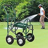 Best Patio Lawn Garden Hose Reel Cart with Wheels for Outdoor Yard Water Planting Truck Heavy Duty Water Planting Gardening & Lawn Care Patio Lawn Garden Watering Equipment Cart - Green