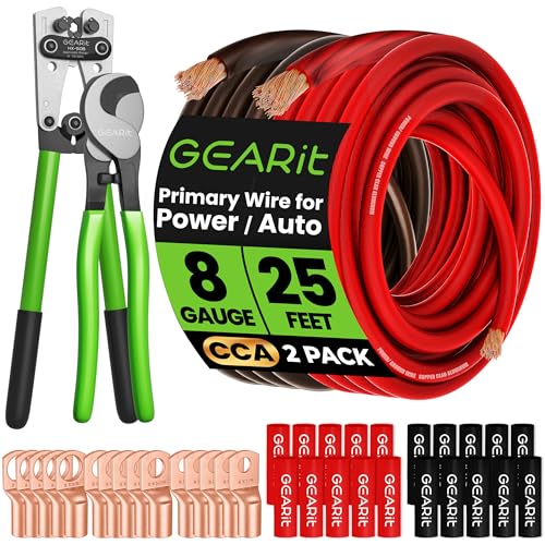 Kit cable de tierra calibre 8 con herramienta para engarzar y terminales termorretractiles 2