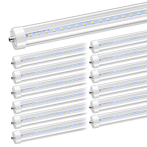 CNSUNWAY LIGHTING 8FT LED Bulb, 96" 45 Watts T8 Single Pin LED Tubes with Clean Cover, 4800LM Super Bright, 6000K Cool White, T8 T10 T12 Fluorescent Fixture Replacement(12-Pack)