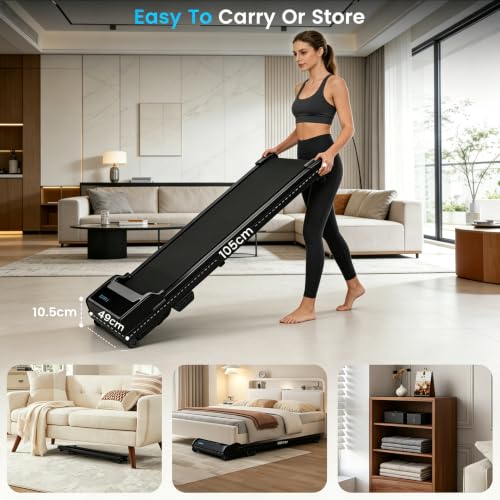 Image of Walking Pad Treadmill for Home - Under Desk Walking and Running with Remote Control Portable Electric Machine Adjustable Slim Compact with 0.6-4.0MPH Modes Max up 265 Lbs for Home Office