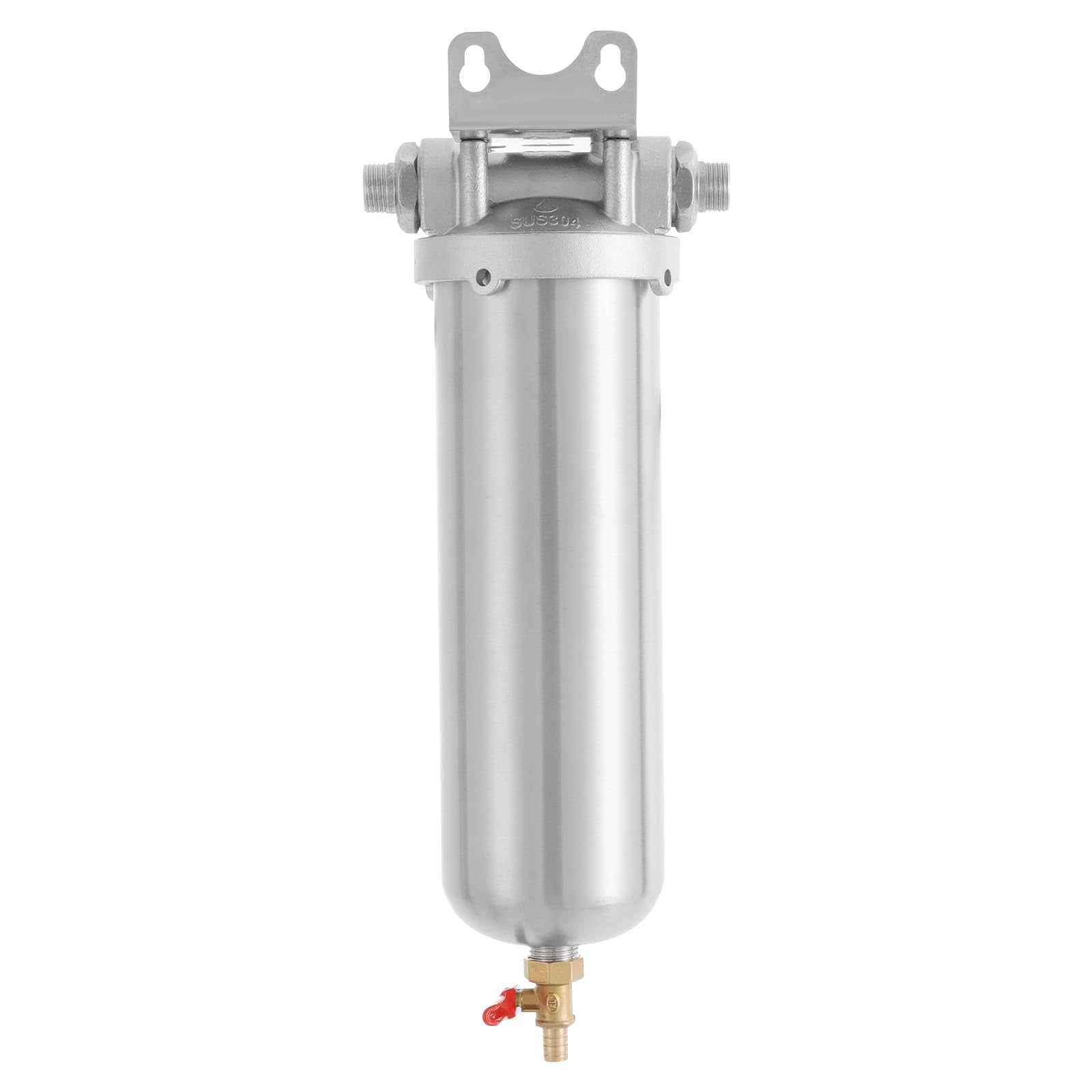 Sistema de filtración de agua bajo fregadero de acero inoxidable, gran caudal 8000 L/H, filtro de doble capa 40 µm, para eliminar sedimentos, gusanos, partículas de impurezas grandes