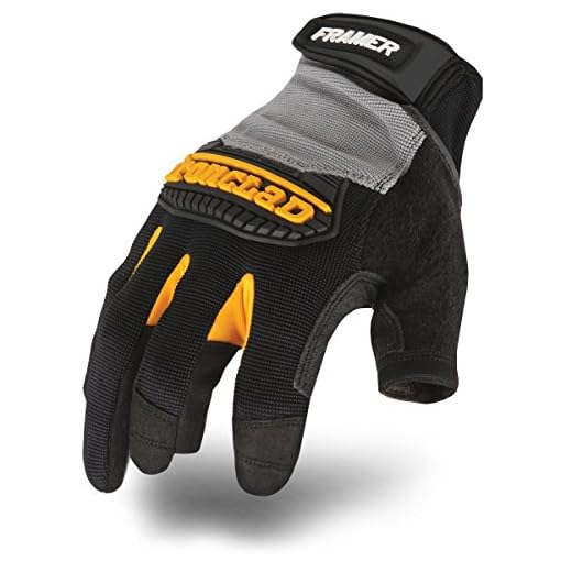 Ironclad Framer; Carpenter Work Gloves, Open Finger Dexterity, Performance Fit, Durable, Machine Washable, (1 Pair), FUG-04-L,Grey/Black