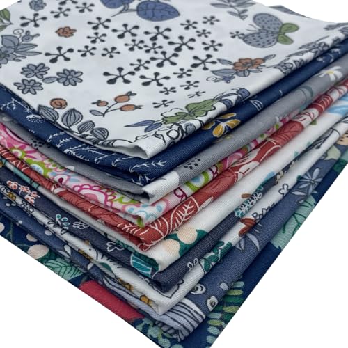 EDGEAM Stoffe zum Nähen 10 Stück 25x25 cm Patchwork Stoffe Paket Baumwollstoffe Quiltingstoffe für Quilten DIY Handwerk Scrapbooking (Bunt C)