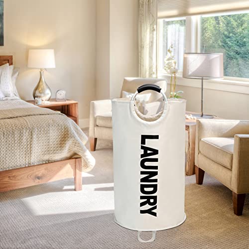 Maxsilan 90L Large Laundry Basket, Freestanding Tall Clothes Hamper, Collapsible Laundry Bag, Beige - Cosy Home Interiors Maxsilan 90L Large Laundry Basket, Freestanding Tall Clothes Hamper, Collapsible Laundry Bag, Beige - Image 7