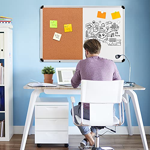 Amazon Basics Combo Magnetic Whiteboard Dry Erase Board/Cork Board, White/Yellow, 36" X 24" #TOP3