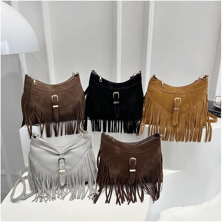 Amzufs Western Purses For Women,Small Fringe Crossbody Bag With Wrist Strap Mini Hipppie Shoulder Bag With Tassel - Image 8