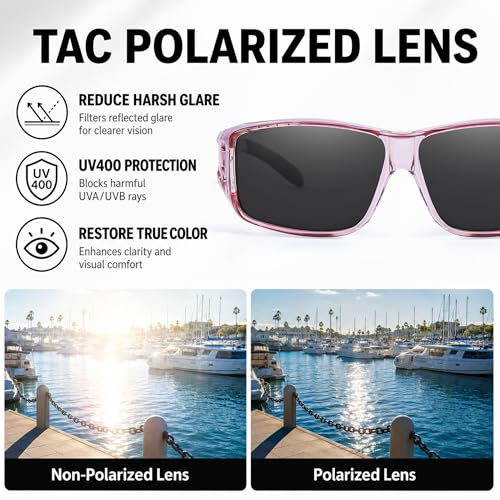 Image of VIEWBETTER Polarized Fit Over Glasses Sunglasses for Men Wrap Around Shades UV Protection Wear Over Eyeglasses SG0312