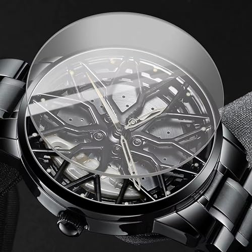 Image of Branded Men's Sport Quartz Watch Car Wheel Multicolour Dial Wheel Dial 360 Rotating Casual Fashion Stainless Steel Alloy Mens &Boy's Luxury Metal Gift Creative Watch