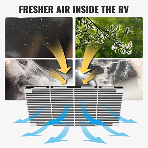 BougeRV RV A/C Ducted Air Grilles Replacement with air Filters,Fit for The Dometic 3104928.019 Air Conditioner,RV Interior Parts RV Accessories (4 Filters and 2 Grilles)