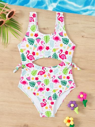 Image of WDIRARA Girl's Cut Out Pattern Knotted One Piece Swimsuit Summer Wireless Cute Swimwear