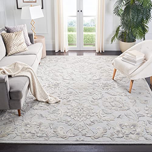 SAFAVIEH Glamour Collection Area Rug - 9' x 12', Light Blue & Ivory, Handmade Wool, Ideal for High Traffic Areas in Living Room, Bedroom (GLM624L)