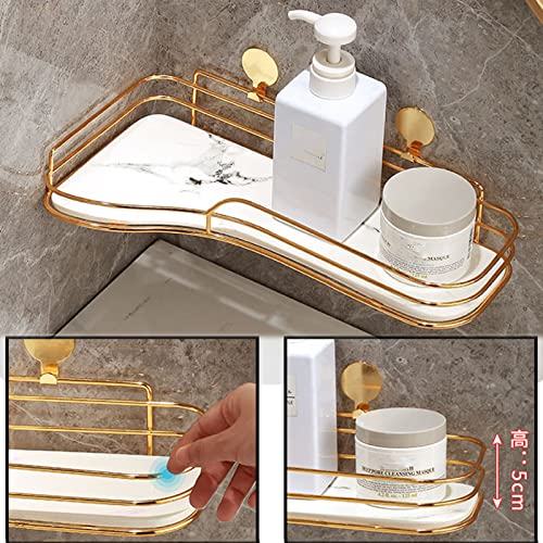 Support de shampoing pour douche sans perçage en fer et céramique doré - 3