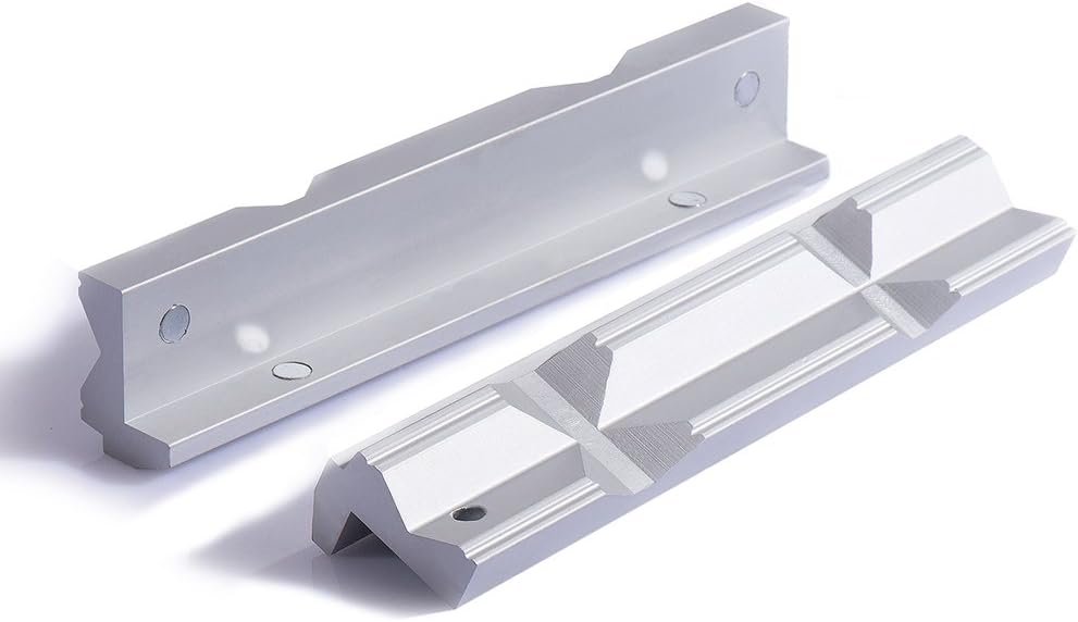 TRISENSE Aluminum Multi-Purpose Soft Vise Jaws, 6" in Length Protector with Strong Magnetic for Any Metal & Bench Vices, 2 Pads
