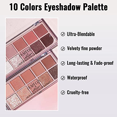 Erinde 10 Color Eyeshadow Palette Makeup - Matte Shimmer Glitter Eye Shadow, Ultra-Blendable, High Pigmented, Naturing-Looking, Neutral Nude Eyeshadow Palette With Brush, Smoke Purple Rose #TOP4