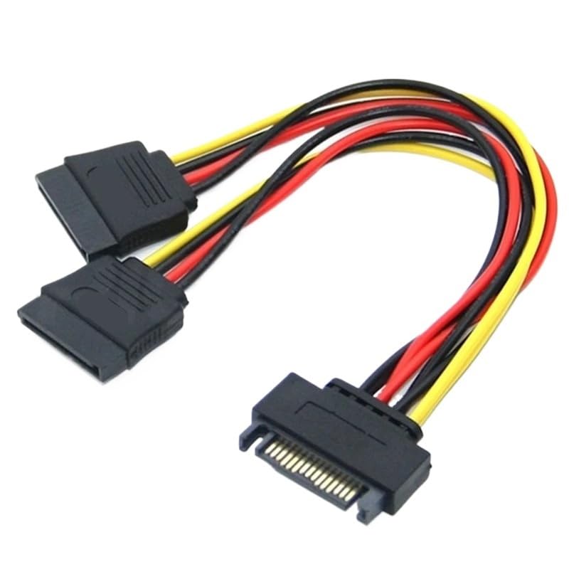 Cable de alimentación SATA II 20 cm con conector macho 15 pines a 2 hembras miniatura 2