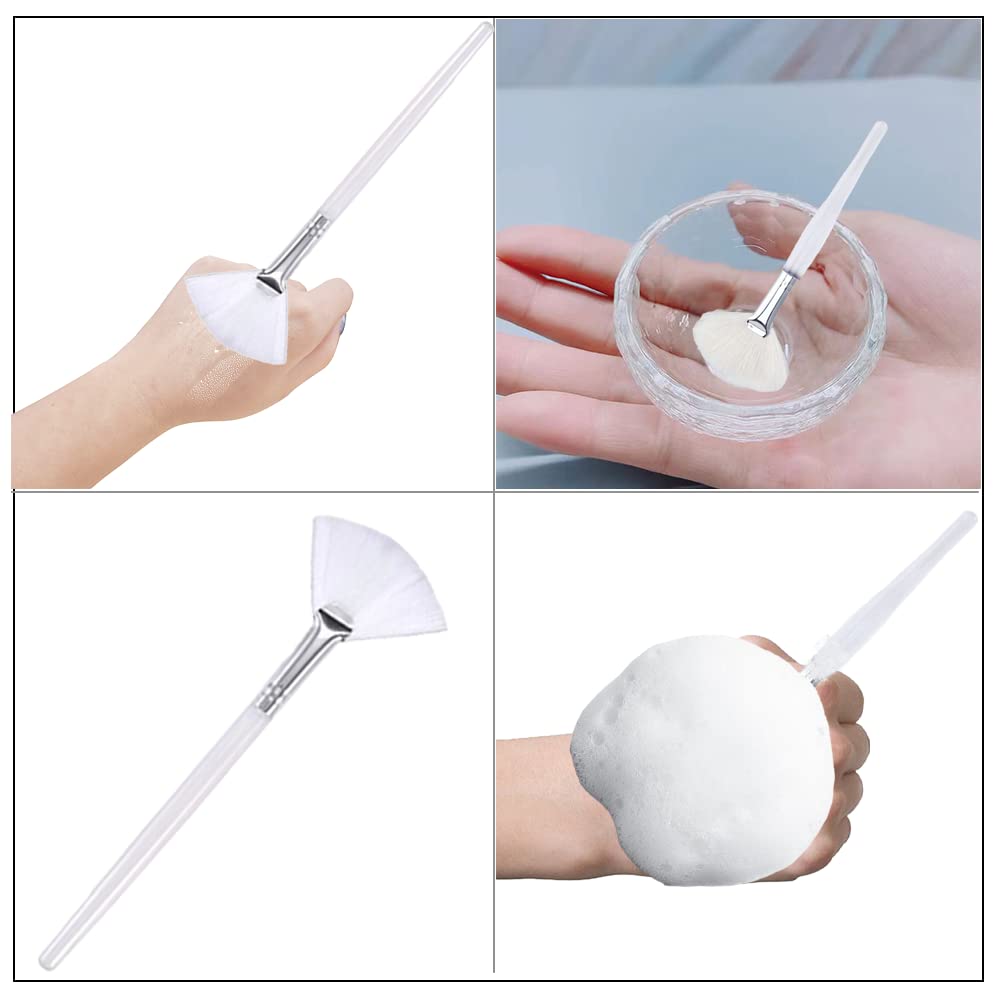 Spazzole per Maschera, 2 Pcs Spazzole a Ventaglio, Morbido Ventaglio Facciale Pennello, Maschera Facciale Applicatore, per Maschera di Fango, Trucco Strumenti