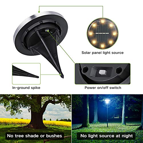 Joomer Solar Ground Lights, 12 Pack 8 Led Solar Pathway Lights Waterproof In-Ground Outdoor Landscape Lighting Solar Disk Lights For Patio Pathway Lawn Yard Driveway Walkway (Warm White) #TOP5