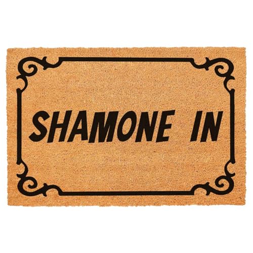 FNDMCTPS Funny Welcome Coir Doormat - Shamone in - Heavy-Duty Backing Non Slip Outdoor - 23.6x15.9 inch