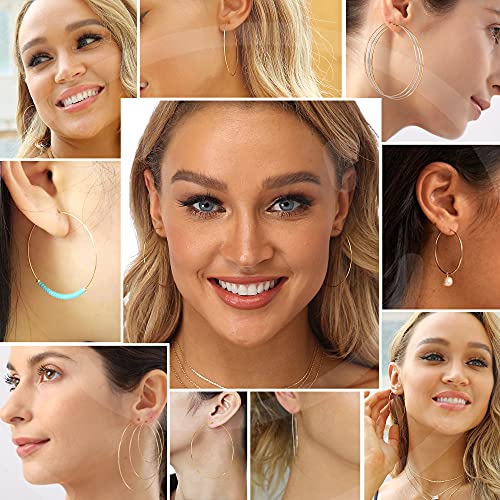 Wowshow Thin Hoop Earrings Lightweight Round Threader Earrings For Women 50Mm 3 Colors Set #TOP3