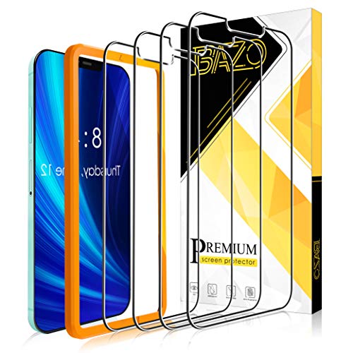 BAZO 4 Pack Screen Protector Tempered Glass Compatible For iPhone 12 Pro (6.1 inch) with True Touch 9H [Anti-Scratch] [Alignment Easy Installation Frame] HD [Fit with Most Cases]