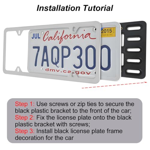 image for Mandark Car License Plate Bracket, Stainless Steel Vehicle Front Tag H