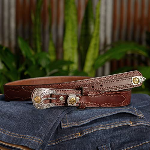 Bullhide Belts Mens Western Ranger Leather Belt, 1.50" Wide, Brown, 42” #TOP1
