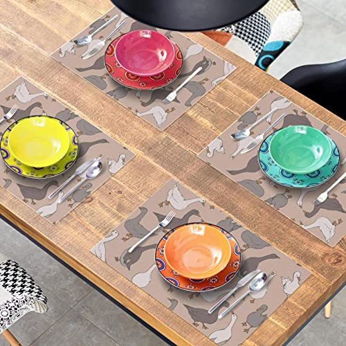 Set de table oie grise et blanche 30x45 cm antidérapant lot de 6 - 8