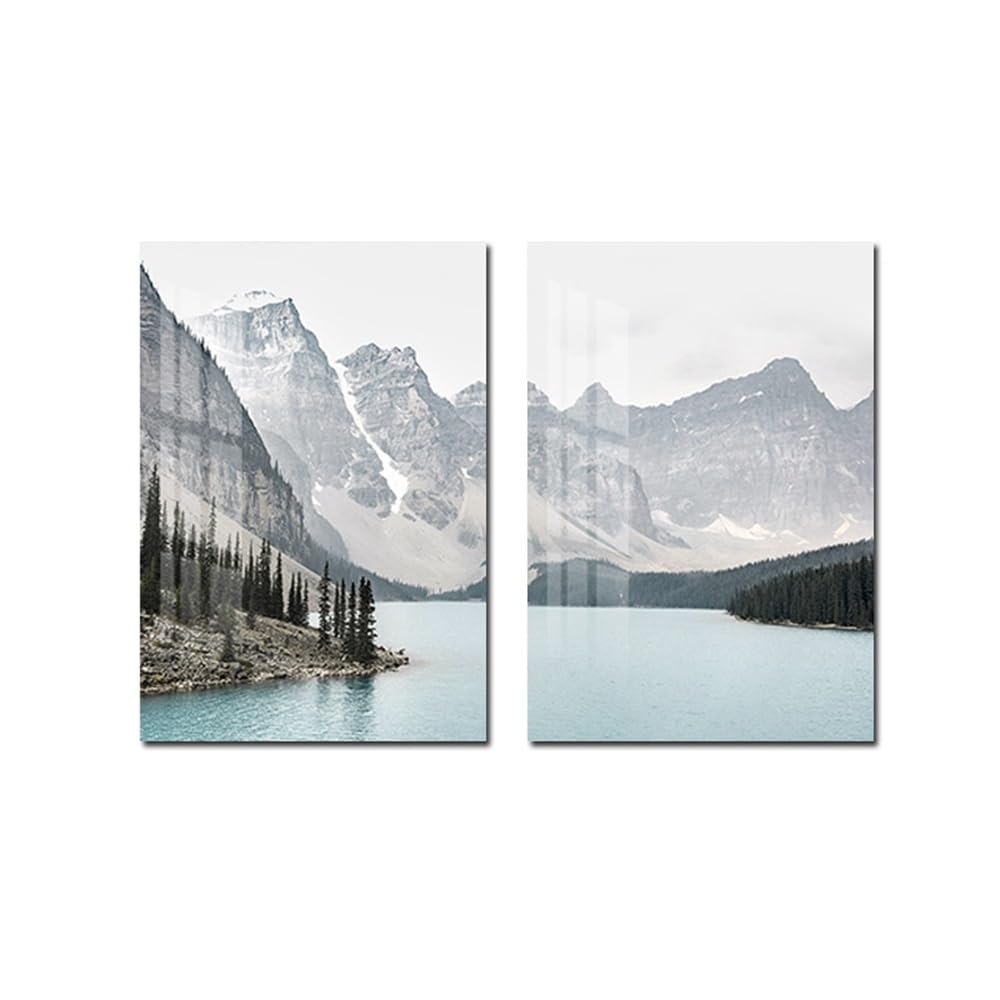 WUHBCZ Pictures,Abstract Mountain Landscape Travel Poster Canvas Painting Wall Art Picture Print Gallery Bedroom Office Living Room Home Decor Artwork-40 * 60cm*2PCS (No Frame)
