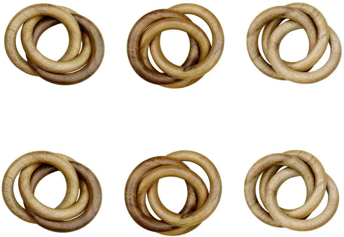 Three Rings Napkin Rings Wooden Round Napkin Rings Set of 6 Pcs Modern Farmhouse Napkin Ring Holders for Wedding Dinner Parties, Dining Room, Family Gathering and Special Occasion by Living Ideas
