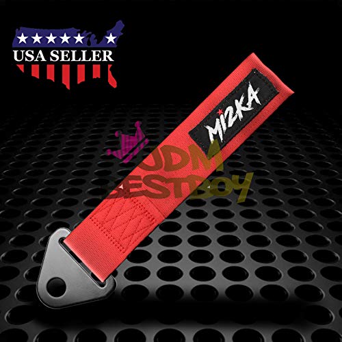 JDMBESTBOY Red High Strength Racing Tow Strap for Front Rear Bumper Hook Car Rope Ribbon