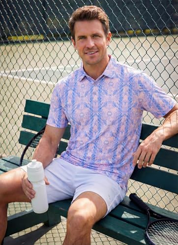 Camisetas polo para hombre Libin, de manga corta, secado rápido, transpirable, con estampado floral y diseño casual y para negocios miniatura 3