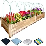 baoyeewood Western Red Cedar Raised Garden Bed (8ft L x 2ft W x 9in H), Wood Planter Box with Multiple Acessories for Growing Herbs, Vegetables, Flowers