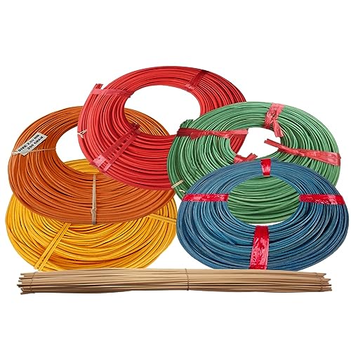 CSB-Center Sparpaket 1,25 kg Peddigrohr - Regenbogen & 100 Staken Ø 3mm x 60cm