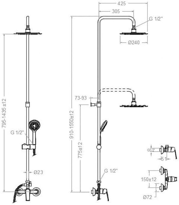 Buy 2 get 3 Ramon Soler 43D304542 DRAGAN Telescopic Column with Single Handle and 50% Water Saving S2 System, Ø240mm Ultralim ABS Sprayer, Diamond Finish Chrome Finish and Patented Anti-Corrosion One-Day Sale: Up to 70% Off Ramon Soler 43D304542 DRAGAN Telescopic Column with Single Handle and 50% Water Saving S2 System, Ø240mm Ultralim ABS Sprayer, Diamond Finish Chrome Finish and Patented Anti-Corrosion