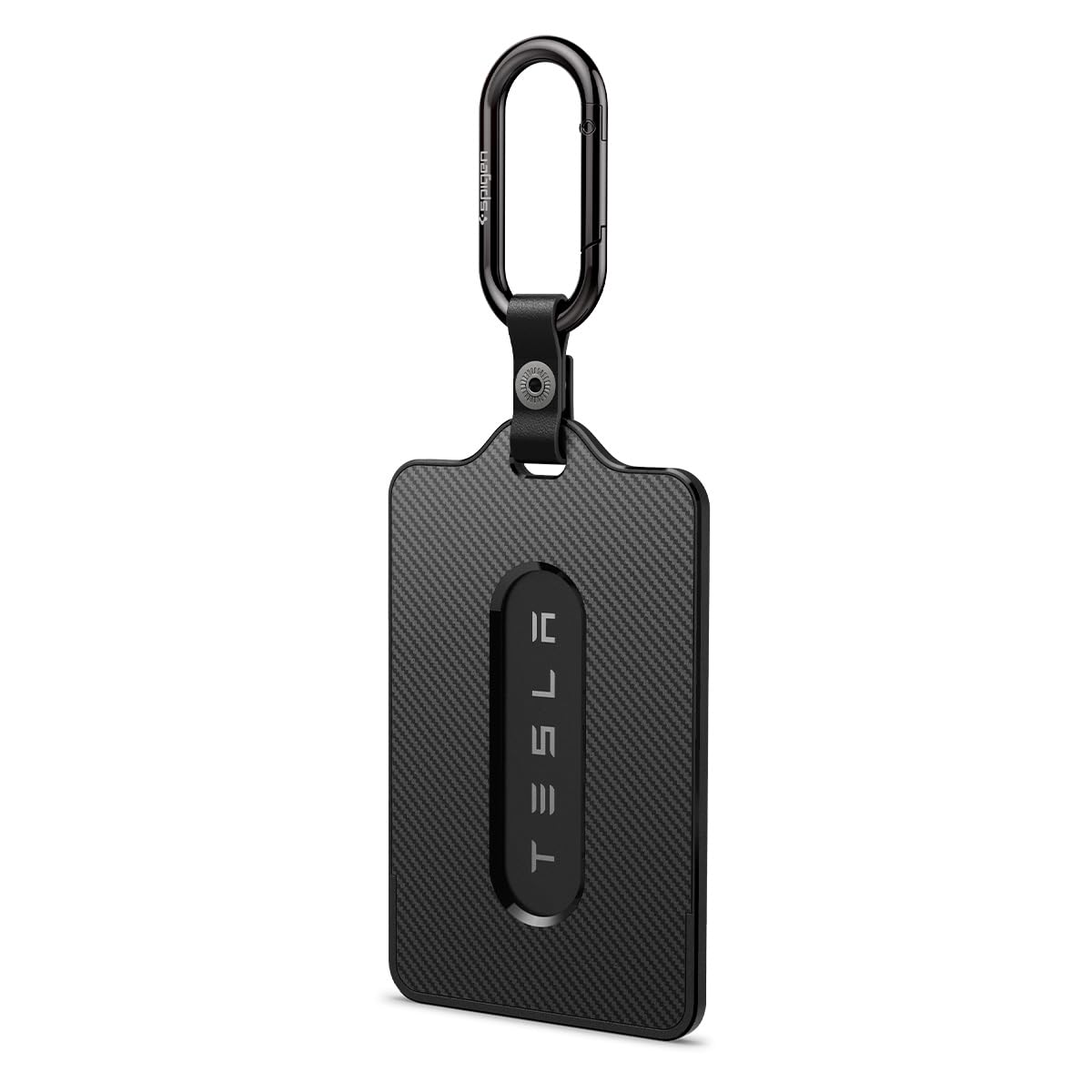 Spigen Schlüsselkartenhalter für Tesla Model Y / Y Juniper (~2026), Model 3 / 3 Highland (~2026), Model S / X, Schlüsselanhänger [1 Stück] Schlüsselhülle für alle Tesla Model - Carbon