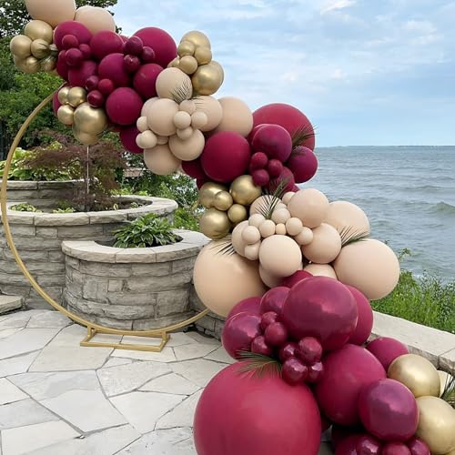 Image of Voircoloria 90pack Burgundy Balloons Different Size 18 /12 /10 /5 Inch Maroon Balloon Garland Arch Kit for Graduation, Thanksgiving Day, Autumn Fall Theme Party, Wedding, Birthday Decorations