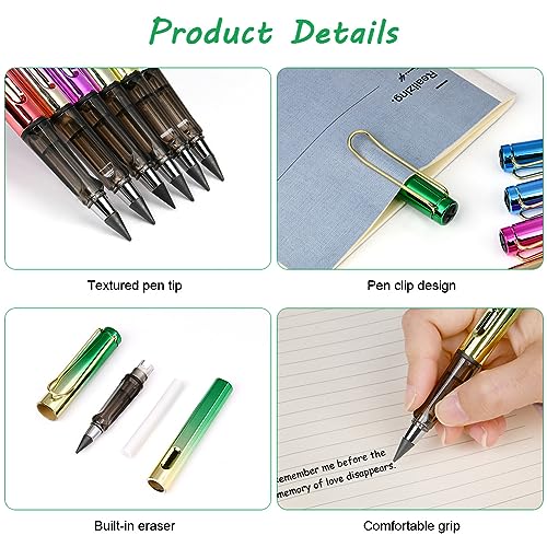 OFFCUP 6 PCS Inkless Pencil, Infinity Pencil with 6pcs Replacement Nibs and 2pcs Eraser, Reusable Everlasting Pencils - Image 3