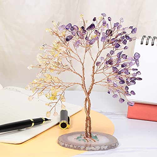 mookaitedecor Amethyst & Citrine Crystal Tree of Life Healing Crystal Money Tree with Agate Base - Image 3