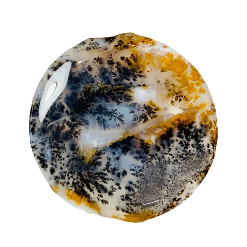 Agate dendritique naturelle ronde contre le manque d'inspiration en création de bijoux