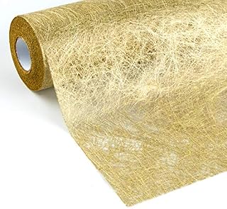 WELTRXE Table Runner 28cmx5m Double-Sided Gold Metallic Reusable Festival Gift Ribbon Polyester Fiber Non-woven Fabric Roll Wedding Party Dinner Christmas Decoration DIY Sash Floral Wrapping