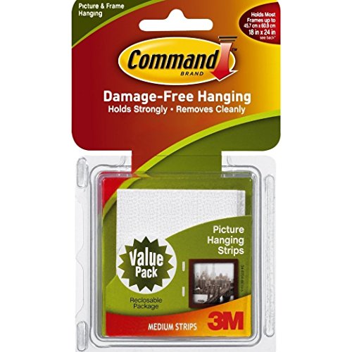 3M Command Medium Picture Hanging Strips, White - Pack of 24