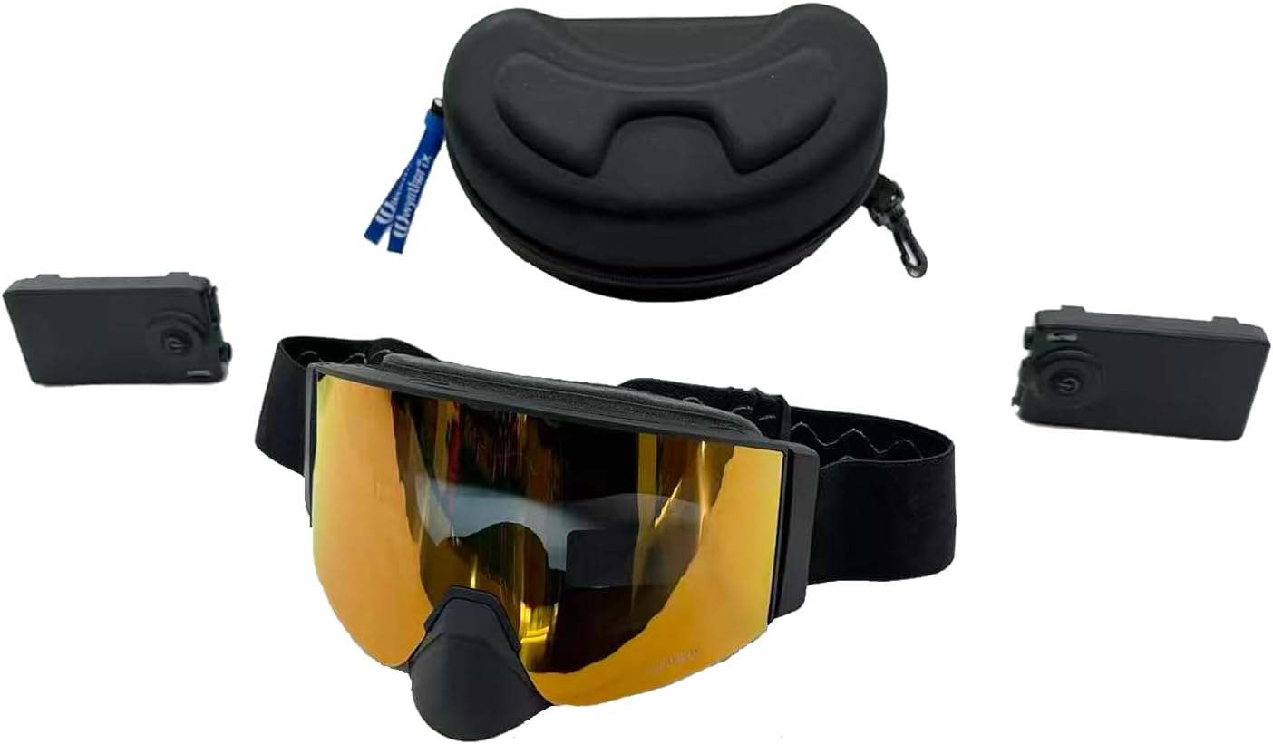 Polarized Heated Goggles Snowmobile Anti-Fog Magnetic Interchangeable Frameless 100% UV Lens OTG Electric Ski