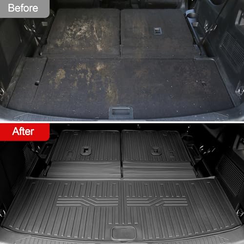 Image of Floor Mats for 2020-2026 Ford Explorer Accessories 6 Seats Set | Floor Liners & Cargo Mat & Trunk Backrest Mat for Ford Explorer 6 Captain Chair XLT ST, Not 7 Seats, All Weather TPE Car Mats